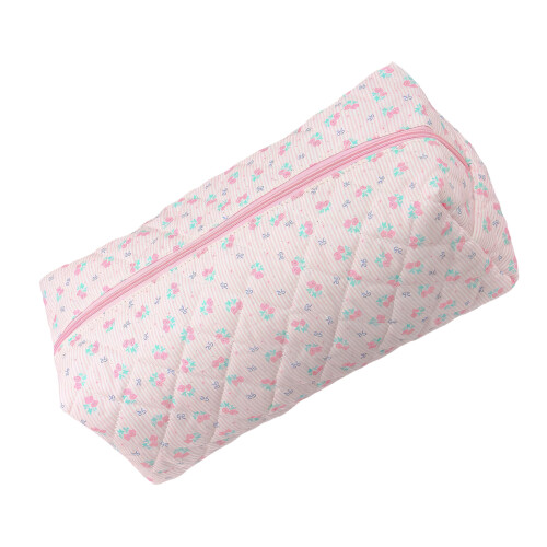 Multipurpose Floral Patterned Cosmetics Pouch-Striped floral