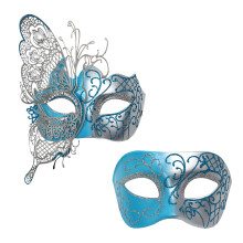 2Pcs Butterfly Masks Multiple Color Costume Face Cover For-Blue