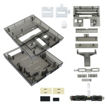 Replacement Shell Case for SNES SFC US Version Retro Gaming Consoles Translucent Case Transparent Black