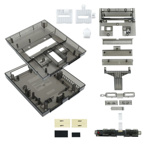 Replacement Shell Case for  SNES SFC US Version Retro Gaming Consoles Translucent Case Transparent Black