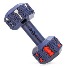 Dumbbell Dog Chew Toy for Aggressive Chewers, Non-Toxic Rubber Dental Toy with Teeth Cleaning Texture, Interactive Fetch Toy for Small Medium Bre