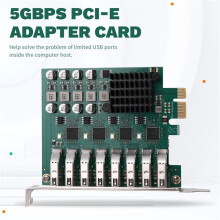 Karta Rozszerzeń PCI-E 2.0 X1 do USB 3.2 Gen1, 4-Kanałowa, 8-Portowa, Stacjonarna, Karta Rozszerzeń USB 3.2 Gen1, 5 Gb/S, Karta Rozszerzeń PCI-E
