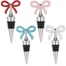 4 Pcs Wine Stopper Set,Reusable Vacuum Bottle Corks with Silicone Seal for Holiday Party, Women, Gift, Christmas Silver