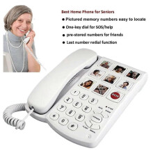 (Be common, White) Uk B) Fixed Landline For The Elderly Home Telephone Office Battery-Free Phone Cordless Phone