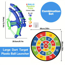 2-in-1 set, groot dartdoel plastic balwerper zelfklevende bal. boog en plakkerige balcombo, spelset voor binnen en buiten