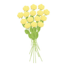 (15pcs, yellow) 9/11/15 Counts Hand-woven Flower Rose Teachers Bouquet Tulips W1u3 Gifts Decoration Crochet Wedding Day