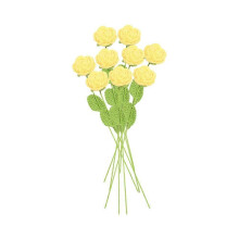 (9pcs, yellow) 9/11/15 Counts Hand-woven Flower Rose Teachers Bouquet Tulips W1u3 Gifts Decoration Crochet Wedding Day