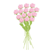 (15pcs, pink) 9/11/15 Counts Hand-woven Flower Rose Teachers Bouquet Tulips W1u3 Gifts Decoration Crochet Wedding Day