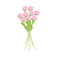 (9pcs, pink) 9/11/15 Counts Hand-woven Flower Rose Teachers Bouquet Tulips W1u3 Gifts Decoration Crochet Wedding Day