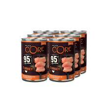 Wellness CORE 95% 6 x 400g, Turkey & Kale – Wet Dog Food, Chunky Paté for Adult Dogs, Grain-Free, Natural, Hypoallergenic, Protein-Rich