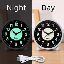 (Charging, Pink) 2026 Hot!! 4.5 Inch Glow-in-the-Dark Alarm Clock - Non-Ticking Silent Sweep, Large Readable Numbers, Compact Retro Bedside Clock