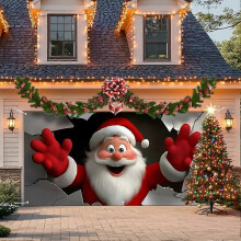 (1pcs, D-2.4M) Christmas Backdrop for Photography, 3D Santa Claus Photo Background, Festival Holiday Decor Sign Banner for Outdoor