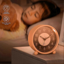(Charging, Green) 2026 Hot!! 4.5 Inch Glow-in-the-Dark Alarm Clock - Non-Ticking Silent Sweep, Large Readable Numbers, Compact Retro Bedside Clock