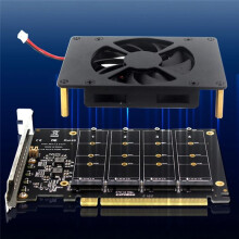 4 Disk PCIe 4.0 X16 to 4 M.2 Adapter Card with Heat Sink NVME PCI-E X16 Splitter Card 4 X 32Gbps