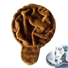 (1pcs, brown) Plush Cat Hammer-Shaped Bed for Indoor Use with Adjustable Design and Hemispherical Shape for Comfort and Security