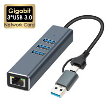 2 In 1 Hub USB/USB-C 1 Gbps Docking Station Adattatore USB A RJ45 1000 Mbps HUB USB 3.0 Scheda di Rete Gigabit Estensione Dock