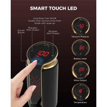 3-in-1 Elektrische Wijnbeluchter, Decanteerkaraf, Dispenser en Vacuümpomp - LED-Touchscreen, Temperatuurmonitor, Ideaal Cadeau Zwart
