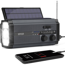 Solar Hand Crank Radio with AM/FM, 5000mAh Rechargeable Battery, 3 Mode LED Flashlight, SOS Alarm for Outdoor Emergency