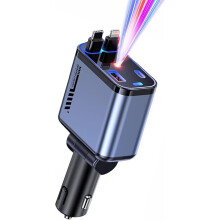 Retractable Car Charger Starlight 120W 4 in 1 USB C Car Adapter with Fast Charging, Compatible with iPhone and Android P