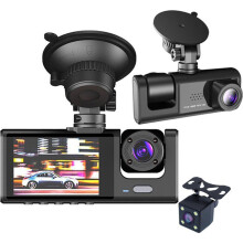 3 Camera 1080P Dash Cam for Car with 170 Degree Wide Angle Lens and Night Vision