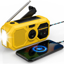 Solar Crank Radio 2500mAh Portable Emergency AM/FM Radio with Phone Charging, SOS Alarm and LED Flashlight
