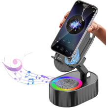 Wireless Bluetooth Speaker with 5-in-1 Phone Holder, 3000 mAh Emergency Battery, 300 Foldable, Compatible with iPhone,