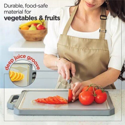 Large Stainless Steel Chopping Board Double-Sided Metal Cutting Board with Ceramic Sharpener for Kitchen 2