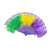 Feathered Fan 20s Retro Folding Fan Flapper Hand Fan for-Purple