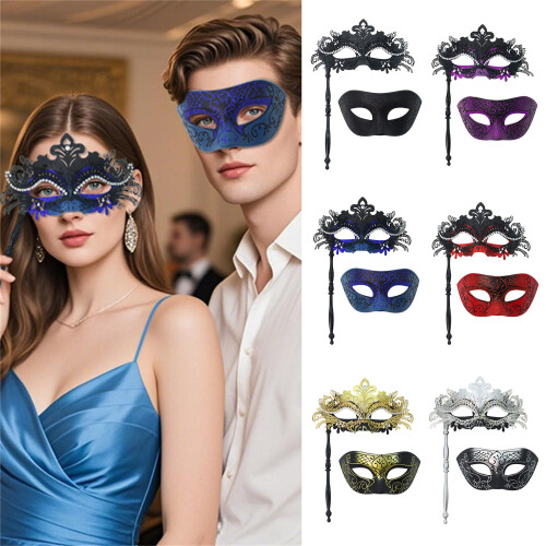 Unique Theatrical Half Face Mask Set For Costume And-Silver 2