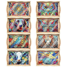 (30*20cm, B) DIY Wooden Painting Service Tray Sewing Embroidery Refreshments Crafts Hot J4