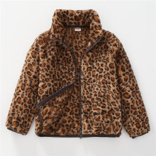 (Leopard Print, 11-12Y) Girls' Winter Warmth Fleece Jacket - Cozy Brown & Tie-Dye Zip-Up Coat with Stand Collar, Long Sleeves, and Pockets