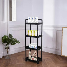(Black 4 Layers) Durable Plastic Rolling Storage Rack with 360 Swivel Wheels | Multi-Functional Storage Cart for Bathroom, Bedroom,