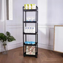 (Black 5 layer) Duurzaam kunststof rollend opbergrek met 360 draaibare wielen |Multifunctionele opbergwagen voor badkamer, slaapkamer,