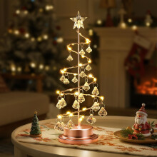 LED Nachtlicht Weihnachtsbaum Spirale Kristall Weihnachtsdekoration Roségold 28 cm — weihnachtsdeko, deko beleuchtung, batterie leuchte, tischdeko
