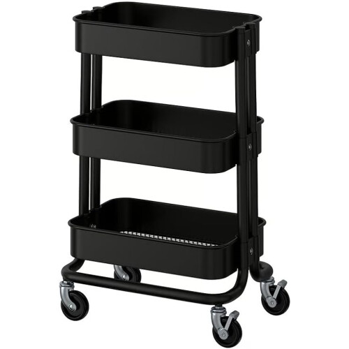 ikea RÅSKOG Black Storage Trolley 28x38x61cm