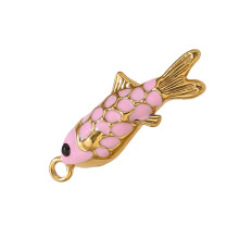 Pendentif poisson créatif fait à la main, couleurs vives,-Rose