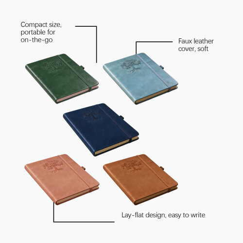 Carnet de notes rétro en PU, 160 Pages lignées, Journal-Brun 2