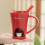Ceramic Chocolate Melting Pot 130ml Comes With Fork For-White 11