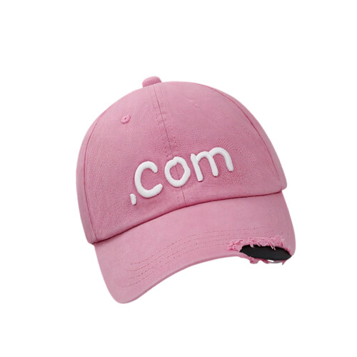 Wash Cotton Baseball Cap With Distressed Brims And-Pink