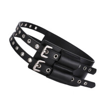 Ceinture corset en cuir pour femmes avec un design moderne-Noir