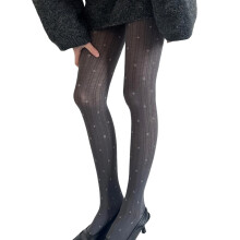 Collants en coton côtelé haute élasticité pour-OS gris foncé