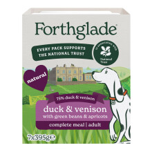 Forthglade Wet Dog Food, National Trust (7 x 395g Trays) - Grain Free & Hypoallergenic Dog Food, Adult 1 Year+ with Duck & Venison, Stomach Sensitive