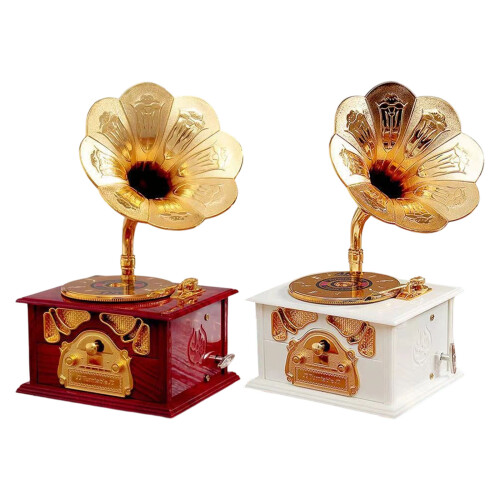 Boîte à musique Gramophone à remontage manuel à-Blanc 1