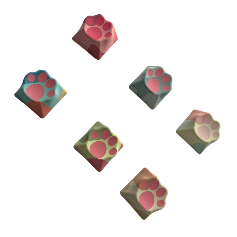 Colorful Cats Paws Shaped Pbt Keycaps Set Of 6-D Cat Paw Mixed 7751001599620