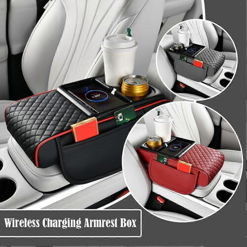 (1pcs, A) Wireless Charging Armrest Box Storage Box Cup Holder Tissue Box Heighten Pad 1