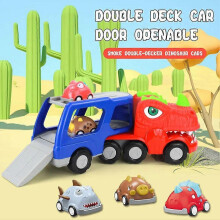 (one size, C brown) Electric Spray Dinosaur Double-decker Transport Car Toy Set Toddler Gift