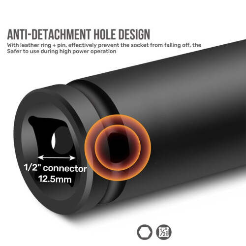 Drive Deep Impact Socket (120mm), Extra Long Hex Socket for Automotive Lug Nuts & Mechanical Repairs 17mm 1