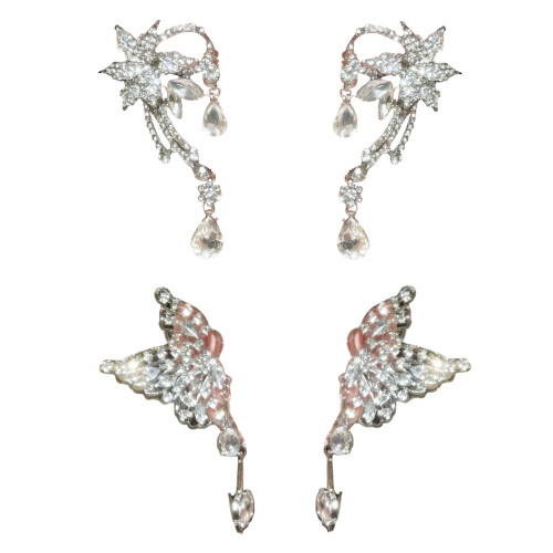 Boucles d'oreilles élégantes en cristaux de papillon, bijoux-9 1