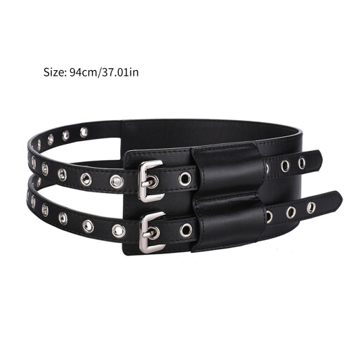 Ceinture en cuir de vache avec boucles ardillon, fermeture-Café 1
