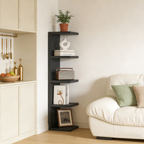 5 Level Wall Mounted Shelf White PVC Floating Display-White 2